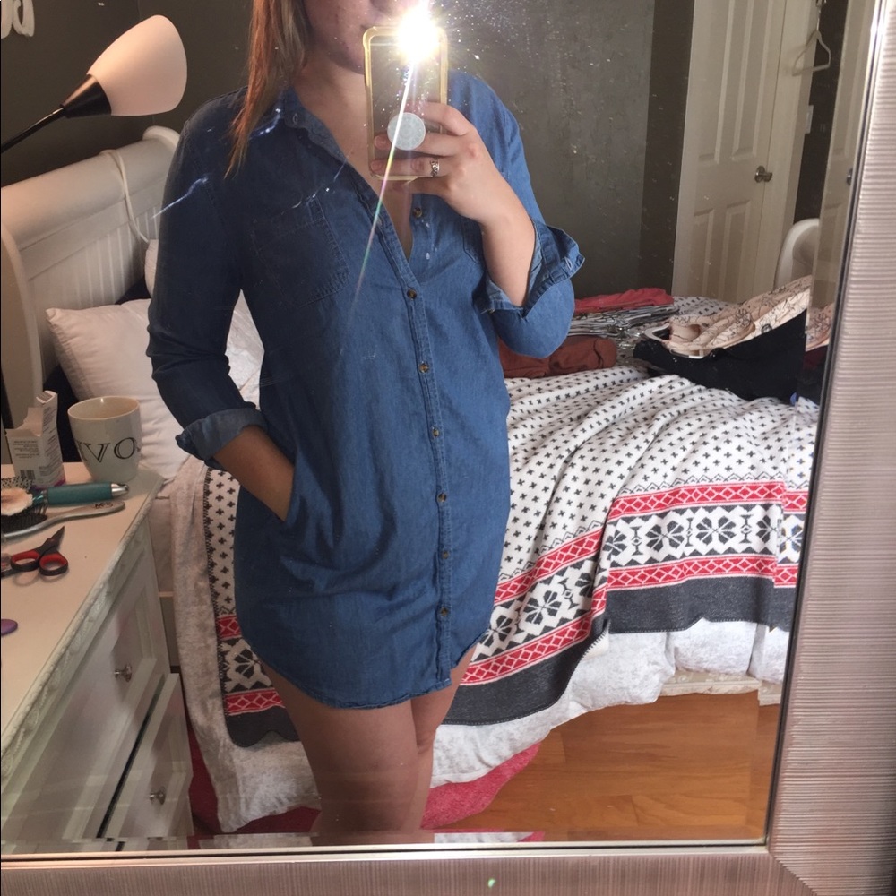 long sleeve denim dress size L